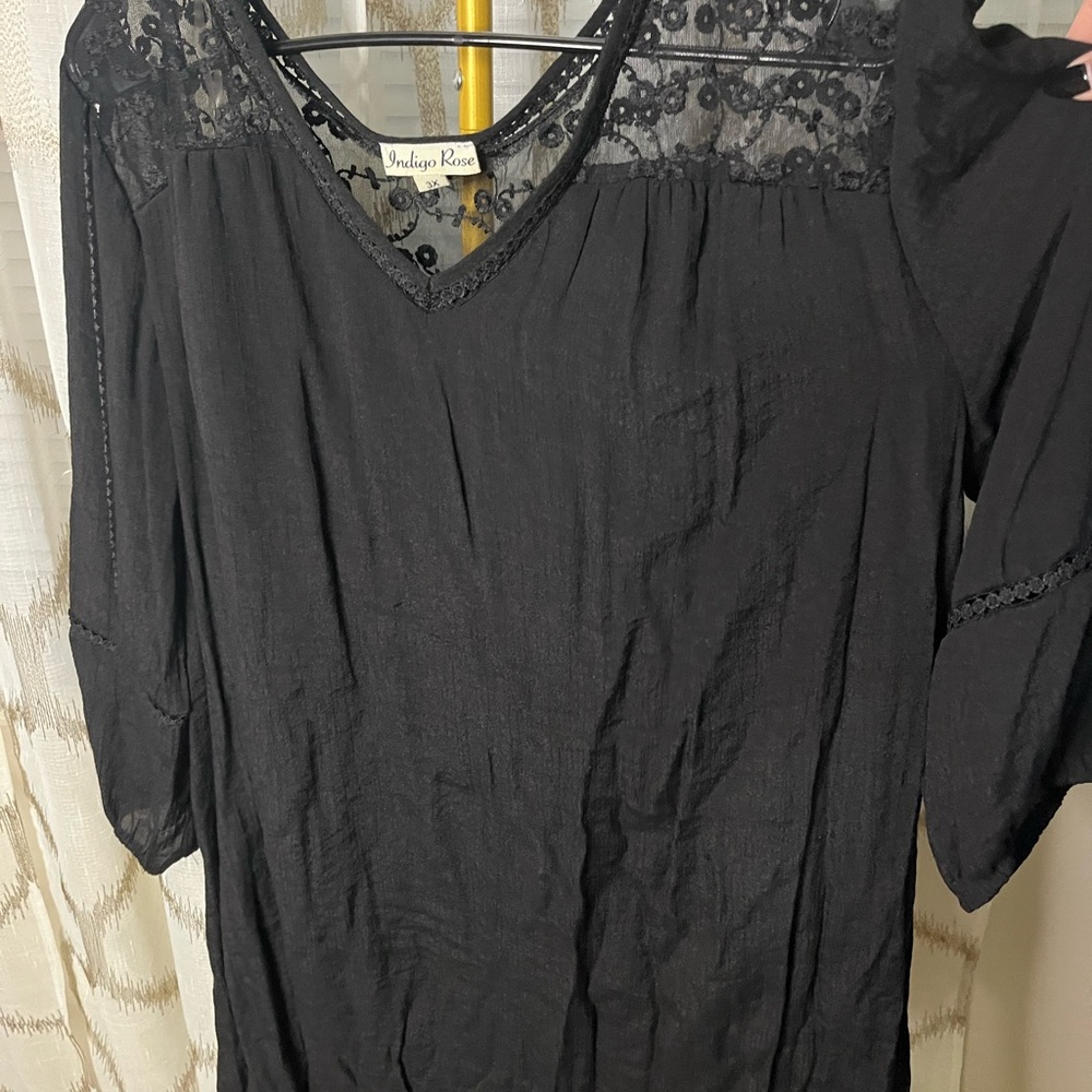 Vintage Rose Black Lace Blouse